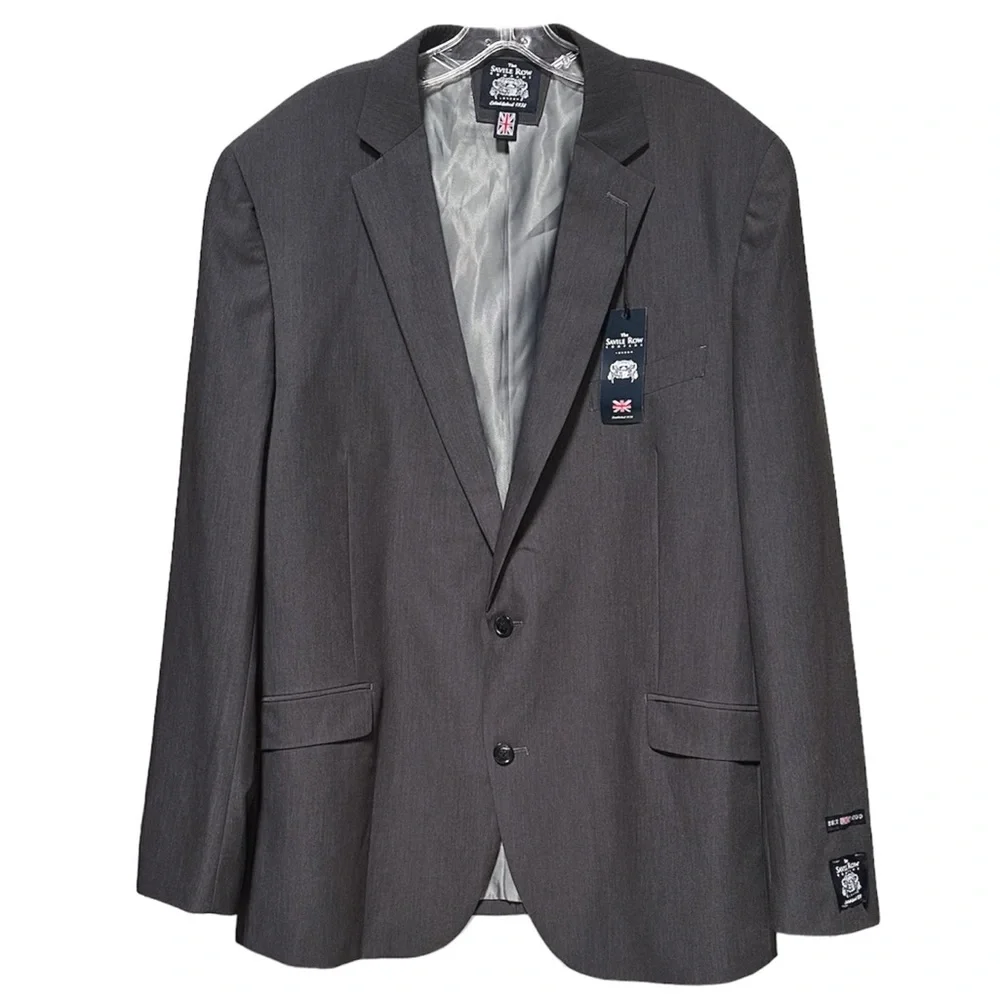 Savile Row Co. Strand Grey Solid Two Button Suit Jacket